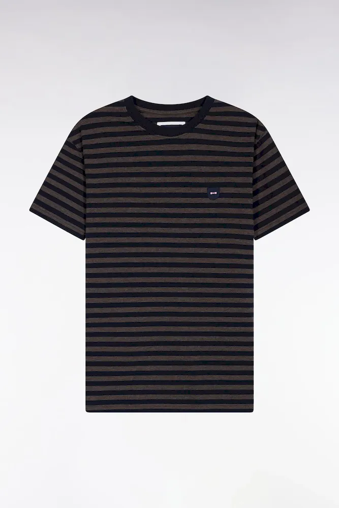 T-shirt à Manches Courtes En Jersey De Coton Rayé Marine
