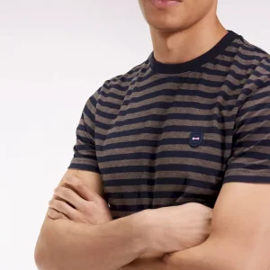 T-shirt à manches courtes en jersey de coton rayé marine