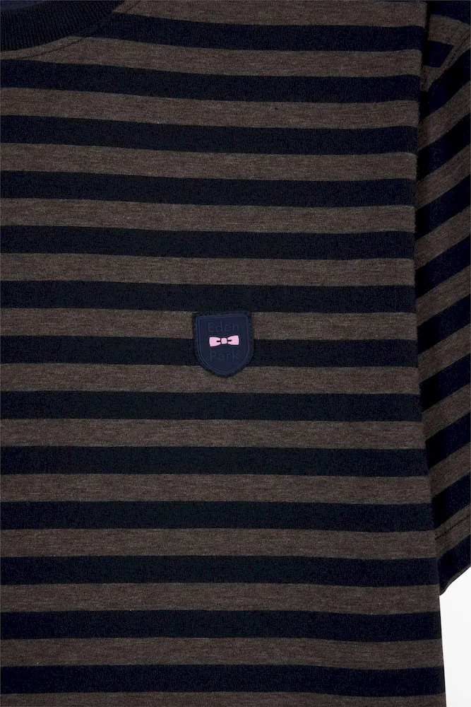 T-shirt à manches courtes en jersey de coton rayé marine – Bild 6