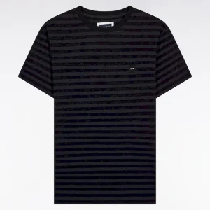 Alternative view of T-shirt à manches courtes en jersey de coton rayé noir et gris
