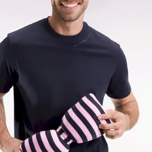 T-shirt à manches courtes en coton marine à logo