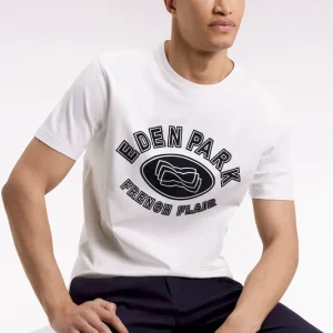 T-shirt à manches courtes en coton blanc impression effet velours