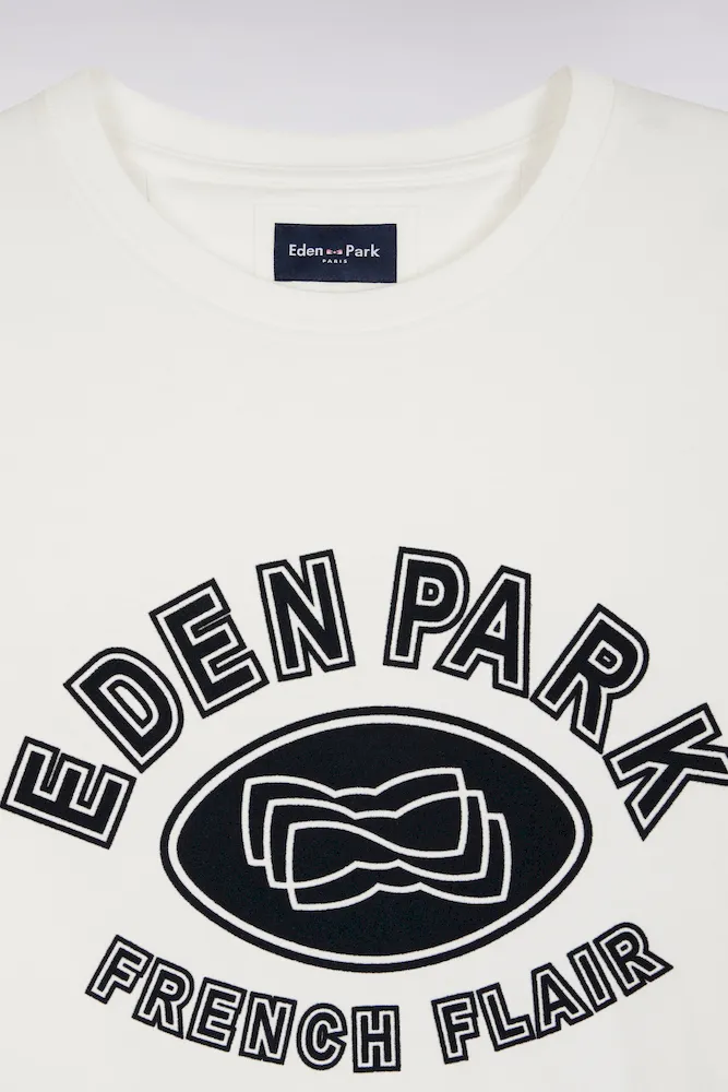 T-shirt à manches courtes en coton blanc impression effet velours – Bild 6