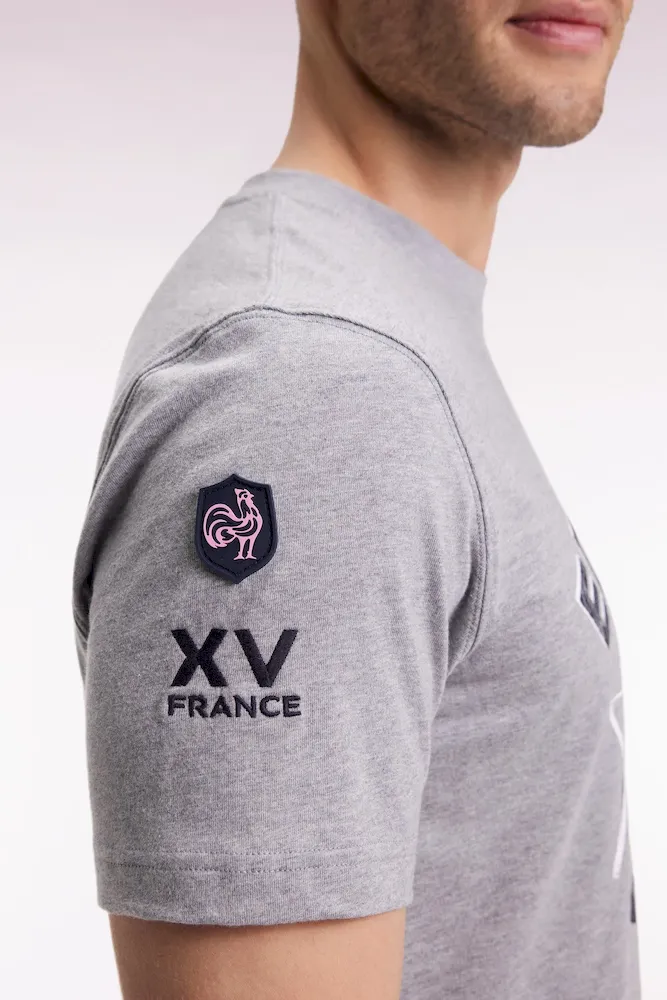 T-shirt à manches courtes gris sérigraphie coq XV de France – Bild 4
