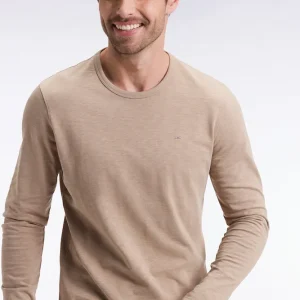 T-shirt à manches longues en coton slub beige