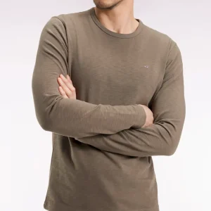 T-shirt à manches longues en coton slub kaki