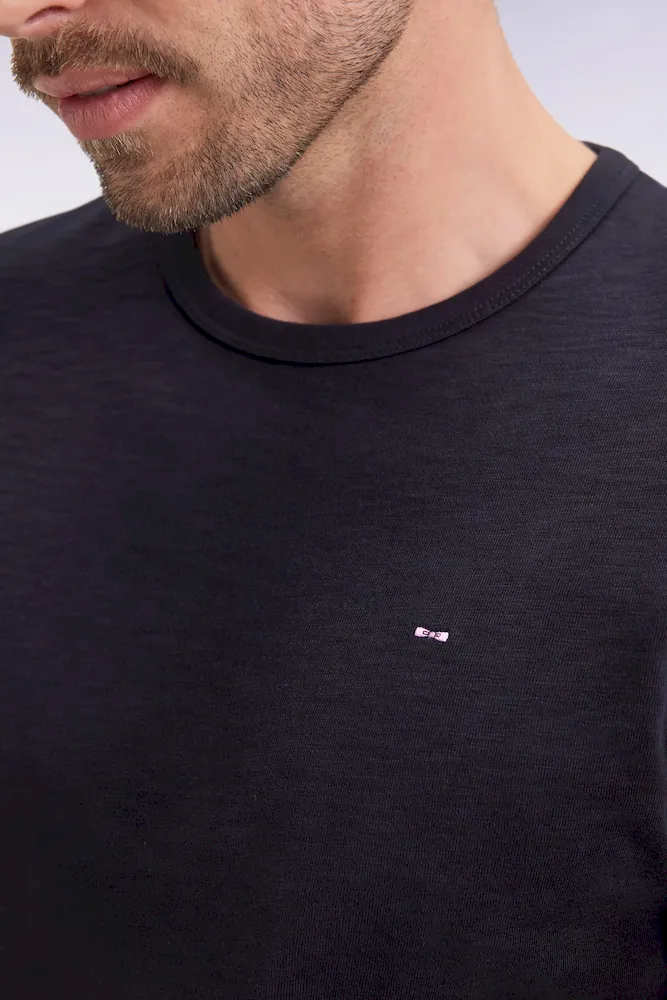 T-shirt à manches longues en coton slub noir – Bild 4