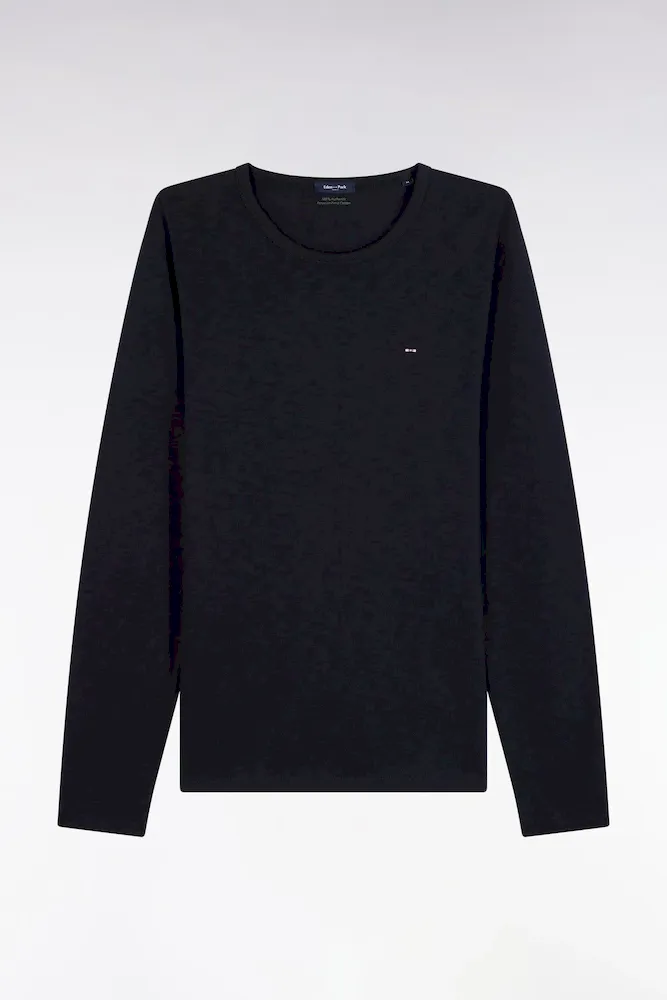 T-shirt à Manches Longues En Coton Slub Marine