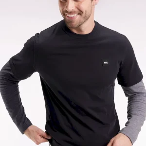 T-shirt à manches longues en coton noir