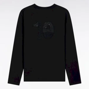 Alternative view of T-shirt col rond à manches longues en coton noir