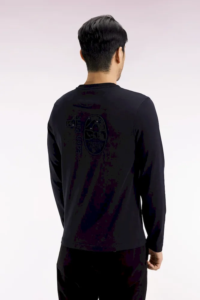 T-shirt col rond à manches longues en coton noir – Bild 5