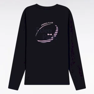 Alternative view of T-shirt à manches longues en coton marine à rayures roses