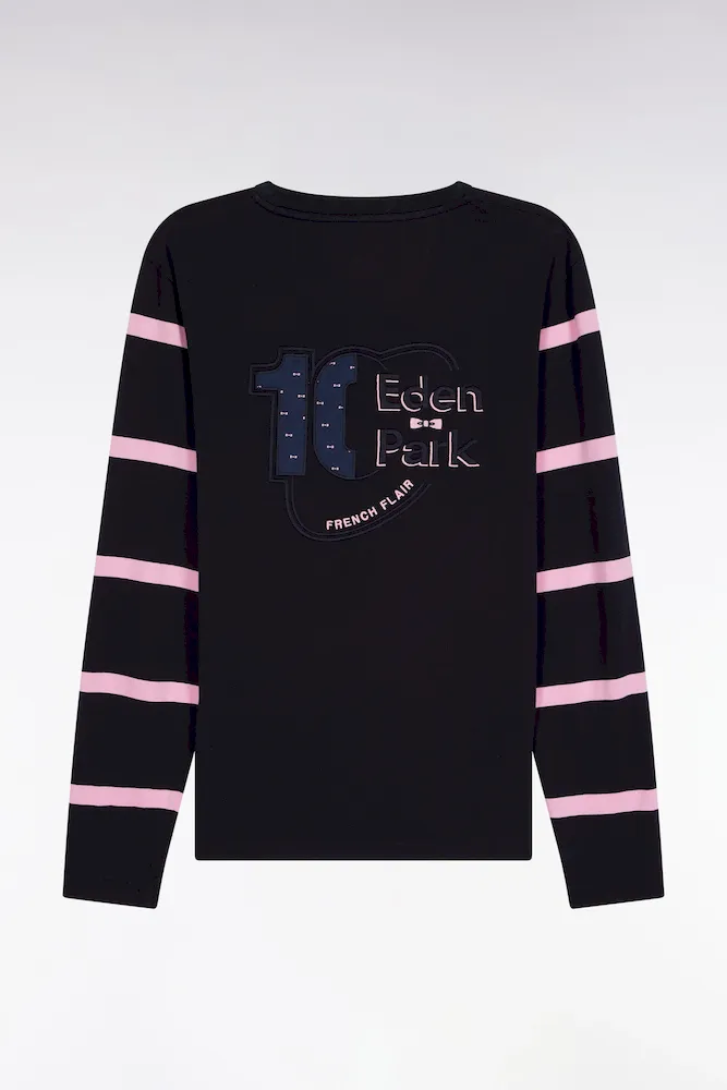 T-shirt à manches longues en coton marine à manches rayées – Bild 2