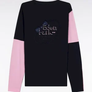 Alternative view of T-shirt à manches longues en coton marine colorblock rose
