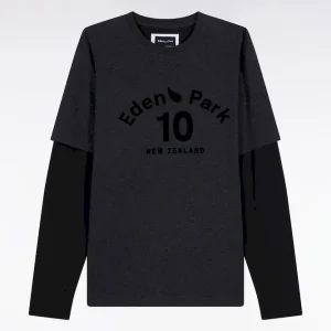 Alternative view of T-shirt à manches longues en coton gris effet superposition