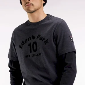 T-shirt à manches longues en coton gris effet superposition