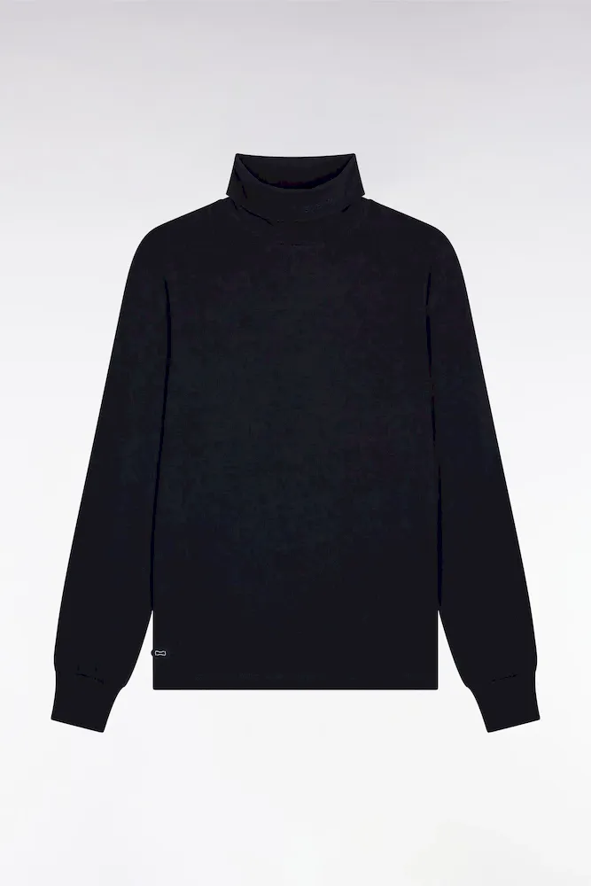 T-shirt Col Roulé à Manches Longues En Coton Stretch Marine