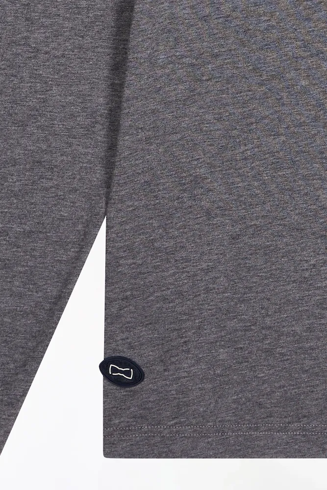 T-shirt col roulé à manches longues en coton stretch gris – Bild 6