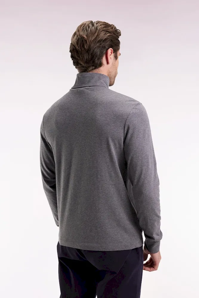 T-shirt col roulé à manches longues en coton stretch gris – Bild 5