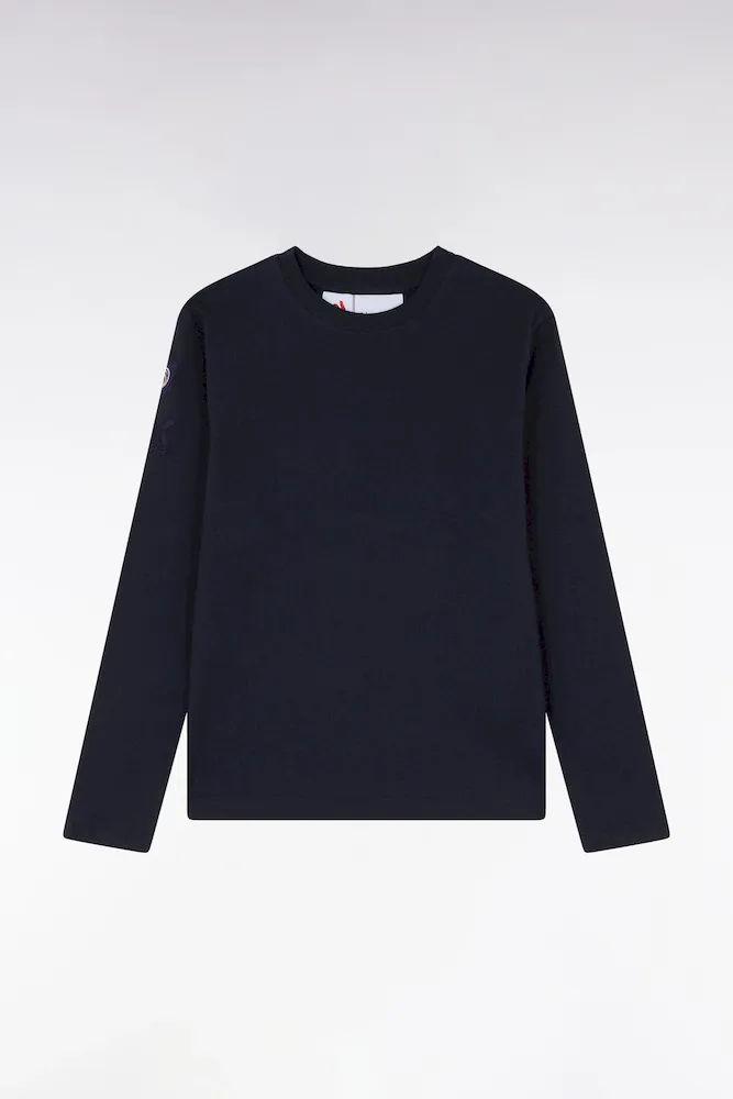 T-shirt à Manches Longues XV De France En Coton Marine Coupe Droite