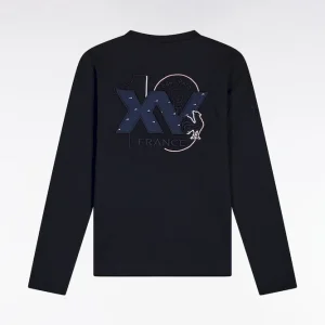 T-shirt à manches longues XV de France en coton marine coupe droite