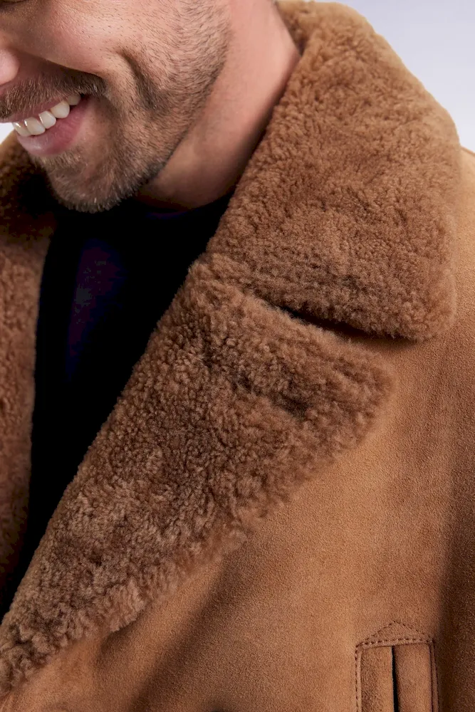 Caban en peau lainée marron – Bild 4