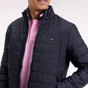 Doudoune en nylon matelassé marine à col montant