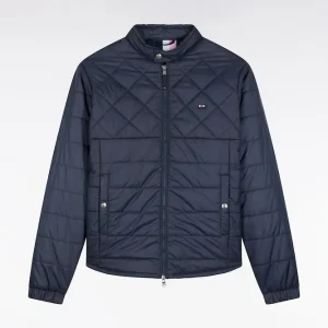 Alternative view of Doudoune bleue en nylon matelassé à col motard