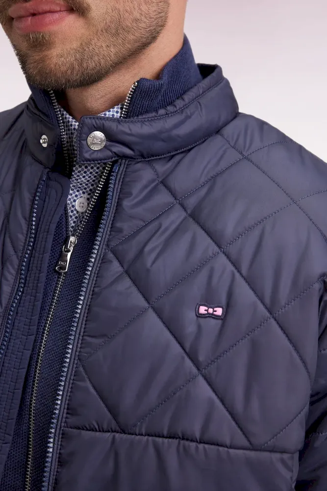 Doudoune bleue en nylon matelassé à col motard – Bild 4