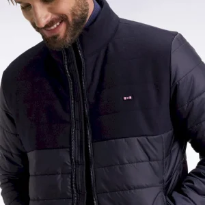 Doudoune bimatière marine