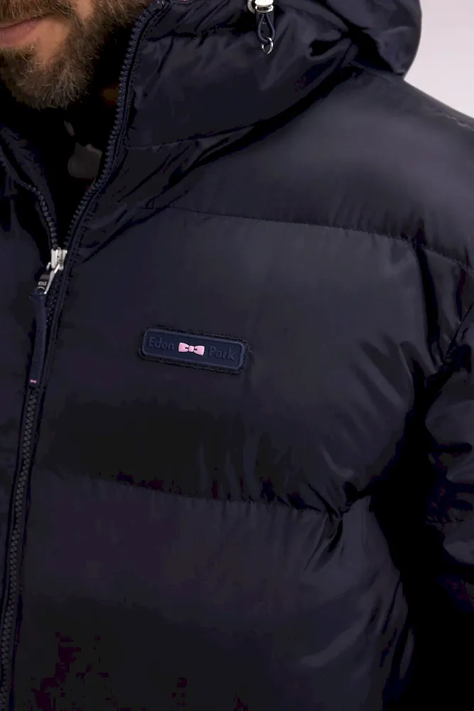 Doudoune longue en nylon matelassé marine – Bild 4