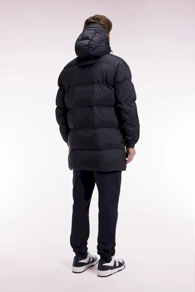 Doudoune longue en nylon matelassé marine – Bild 5