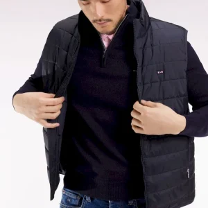 Doudoune sans manches en nylon matelassé marine