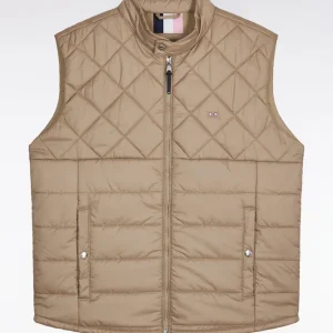 Alternative view of Doudoune sans manches col motard en nylon matelassé beige