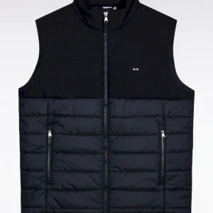 Alternative view of Doudoune sans manches bimatière en nylon et flanelle marine