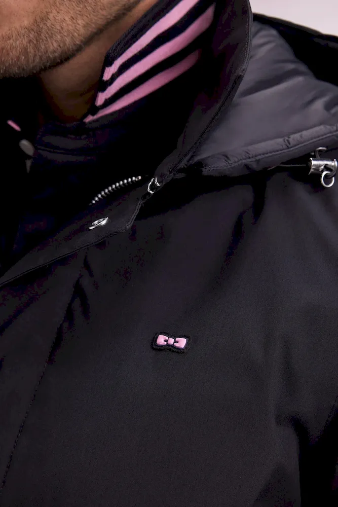 Imperméable long en nylon noir à capuche amovible – Bild 4