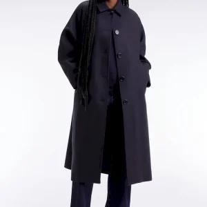 Manteau kimono en laine marine