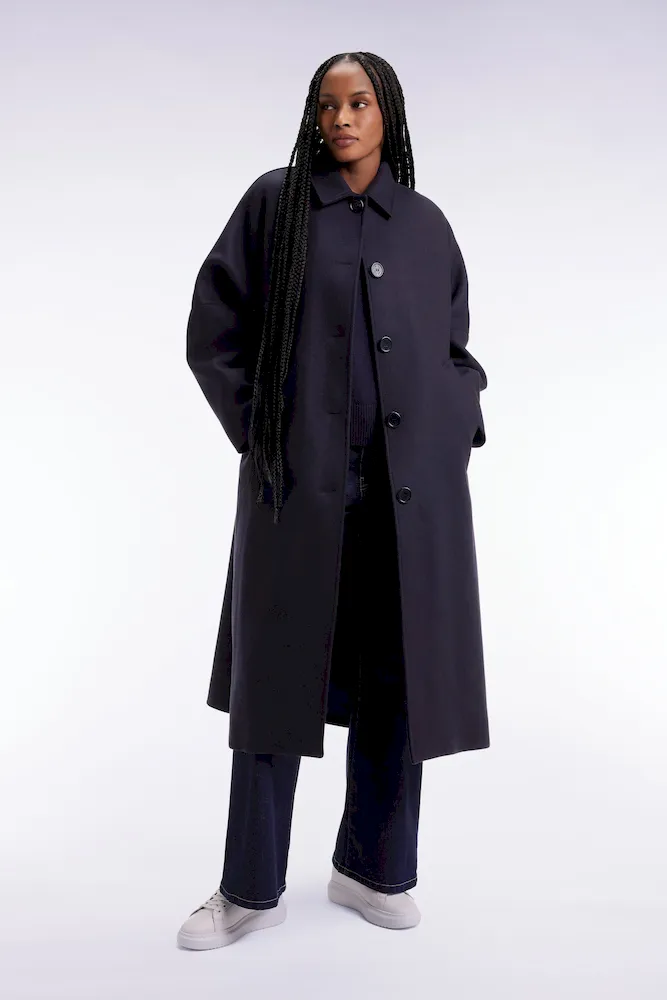 Manteau kimono en laine marine