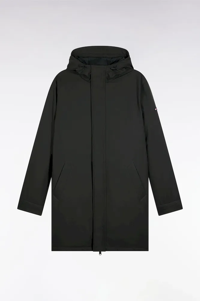 Parka Longue En Nylon Kaki à Capuche Intégrée