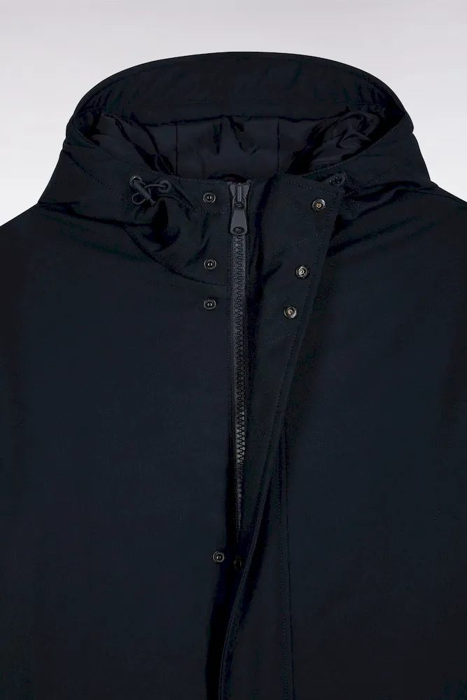 Parka longue en nylon marine à capuche intégrée – Bild 6