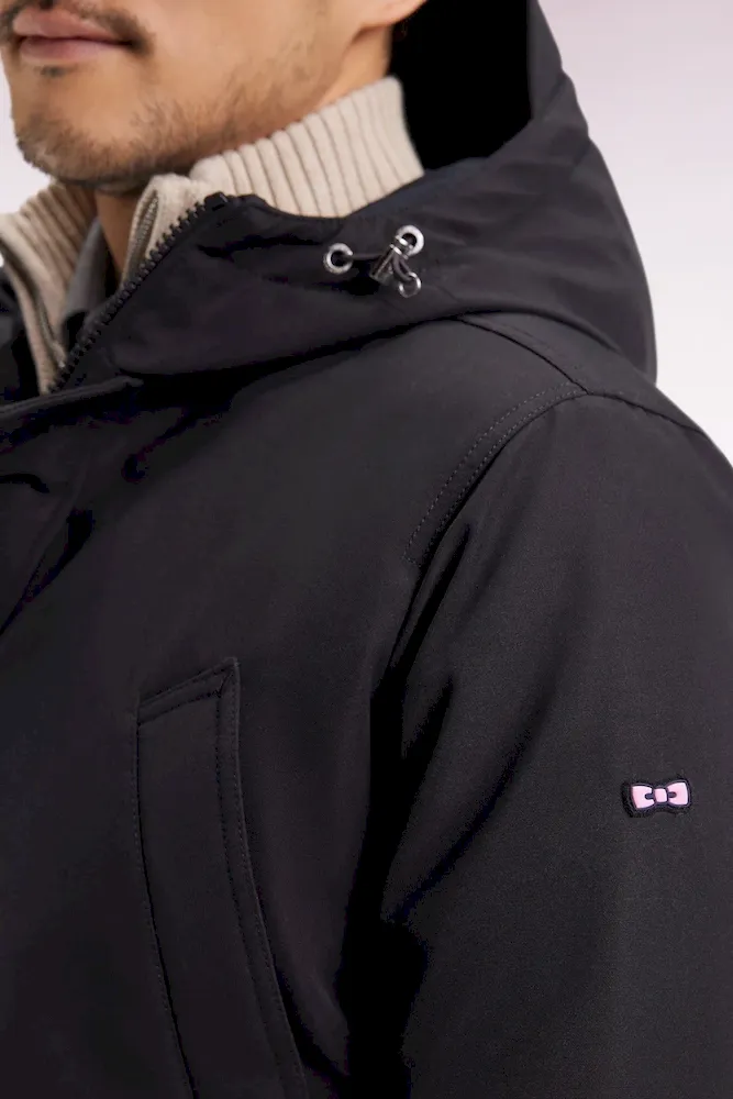 Parka courte en nylon noir à poches plaquées – Bild 4