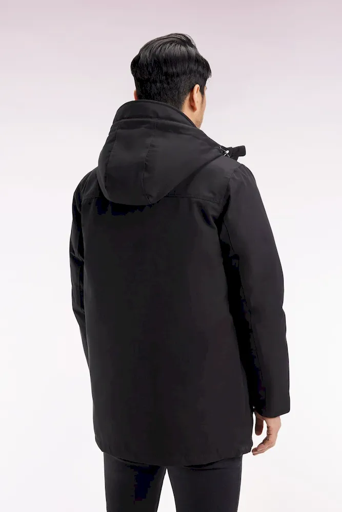 Parka courte en nylon noir à poches plaquées – Bild 5