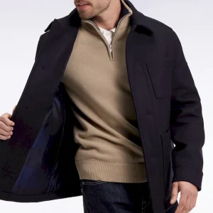 Surchemise en twill de laine marine à poches plaquées