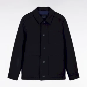 Alternative view of Surchemise en twill de laine marine à poches plaquées