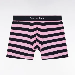 Boxer en jersey de coton rayé marine et rose