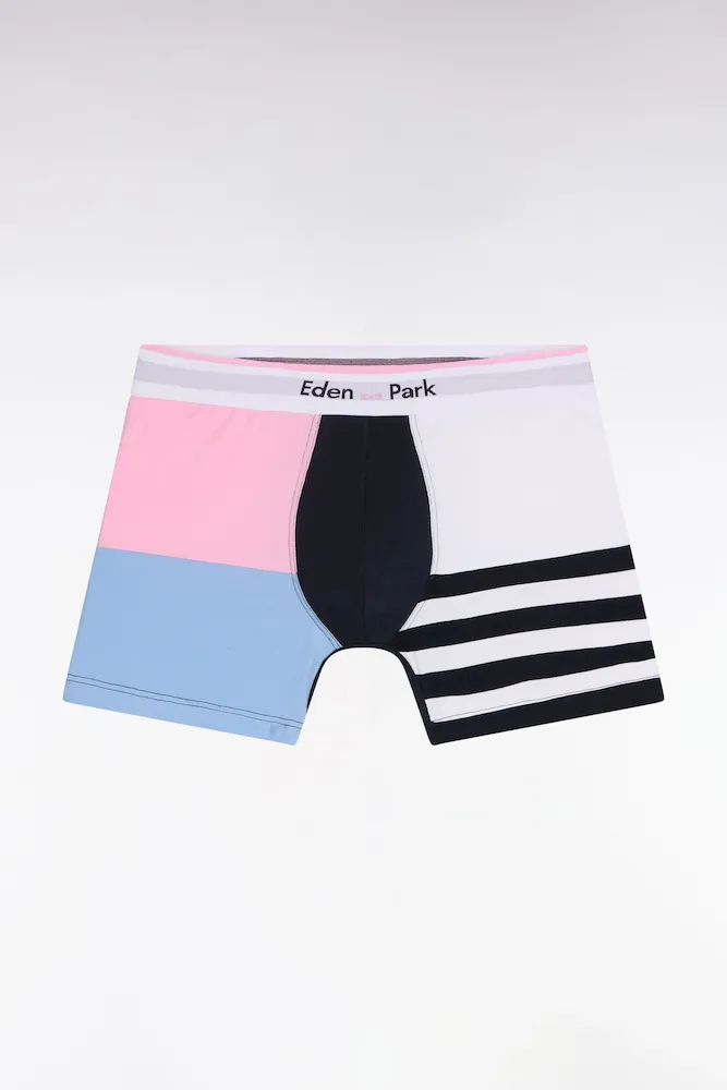 Boxer en jersey de coton colorblock blanc