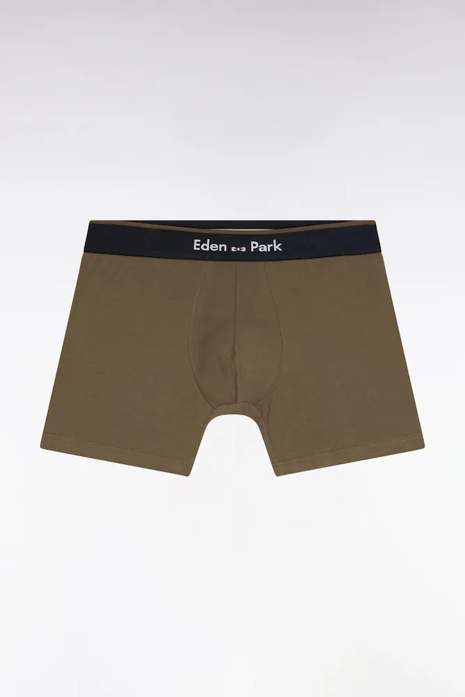 Boxer en jersey de coton kaki à bande contrastée