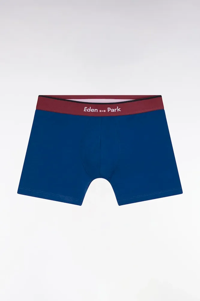 Boxer en jersey de coton bleu à bande contrastée