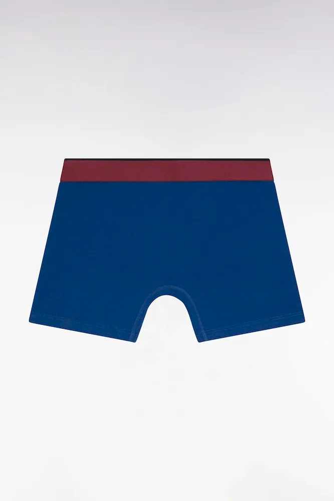 Boxer En Jersey De Coton Bleu à Bande Contrastée