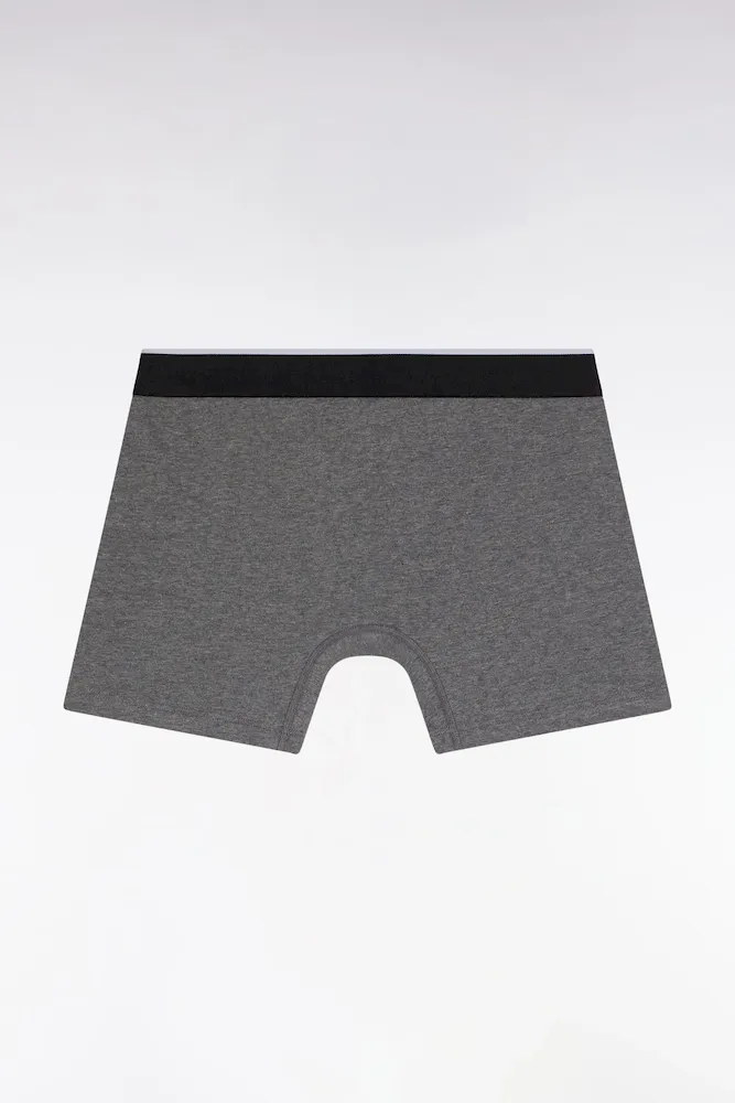 Boxer En Jersey De Coton Gris Foncé à Bande Contrastée